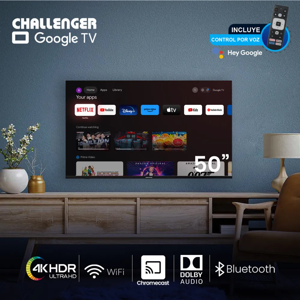 Televisor LED 50KG85 BT – 50” 4K HDR con Google TV, Bluetooth y Control por voz