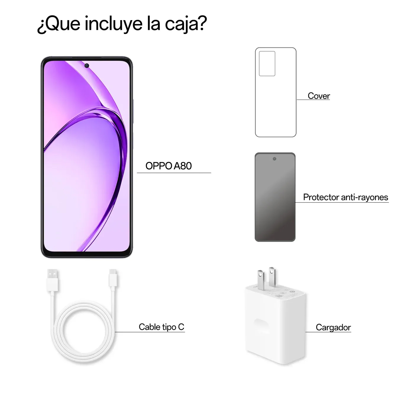  OPPO A80 5G 8+256GB Negro + Audífonos Alambricos– REF 26951